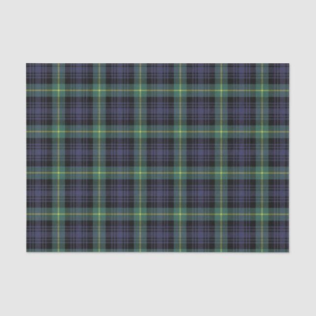 Green Yellow Purple Black Scottish Tartan Plaid Tissue Paper (Front)