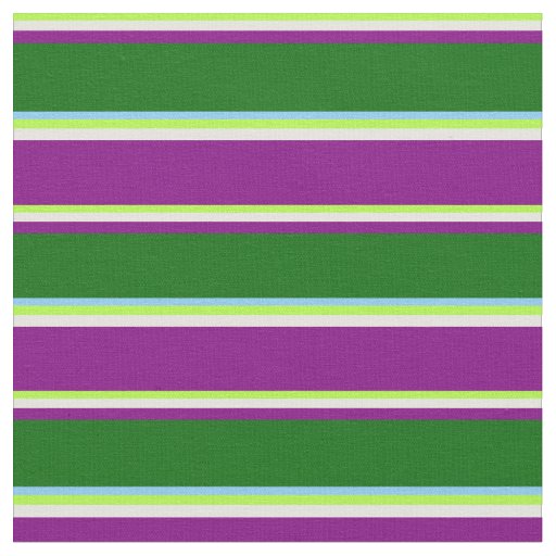 Green, Yellow, Purple, Dark Green & Light Sky Blue Fabric
