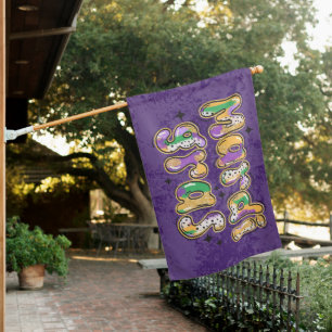 Green Yellow Purple Mardi Gras House Flag
