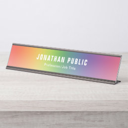 Green Yellow Red Blue Purple Modern Template Chic Desk Name Plate