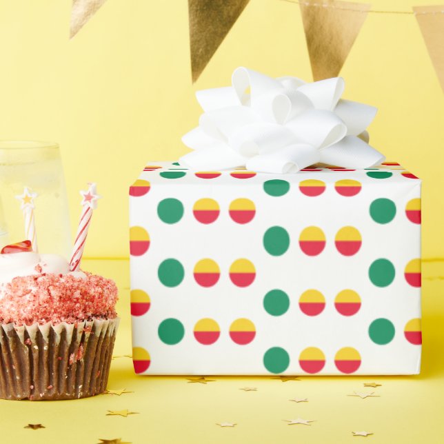 Green Yellow Red Dots Circles Simple Wrapping Paper (Birthday Party)