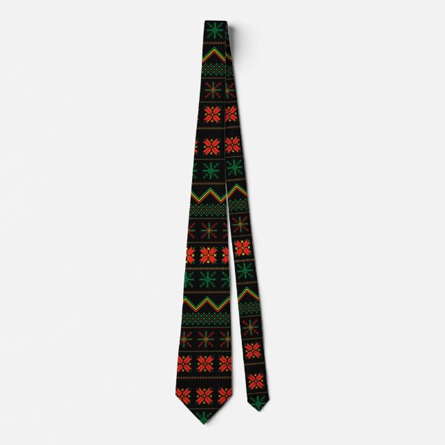 Green-Yellow-Red Pixel knit Pattern Neck Tie (Front)