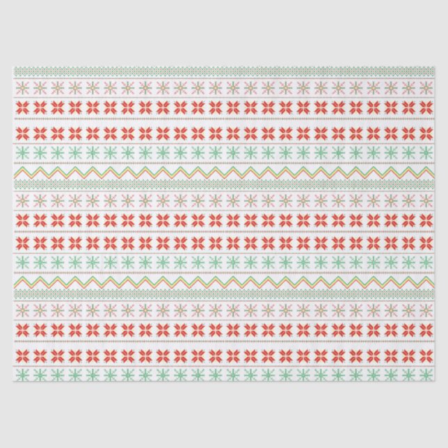 Green-Yellow-Red Pixel knit Pattern Tissue Paper (Front)