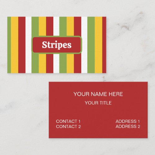 Green Yellow Red Stripes Business Card