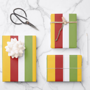 Green Yellow Red Stripes Wrapping Paper Sheets