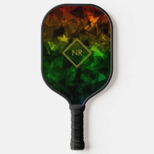   Green Yellow Red Triangle Pattern Colorful Rasta Pickleball Paddle