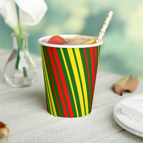 Green Yellow Red Vertical Stripes Design   Paper Cups
