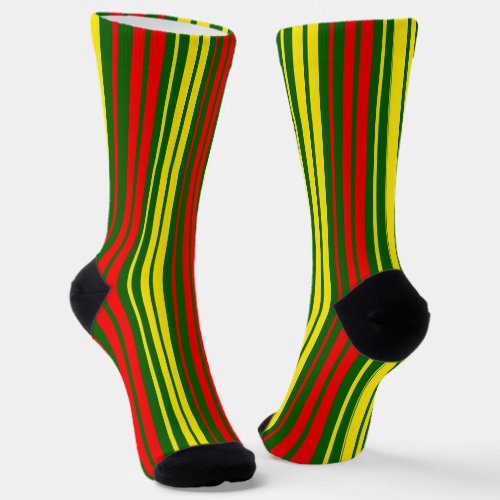Green Yellow Red Vertical Stripes Design   Socks