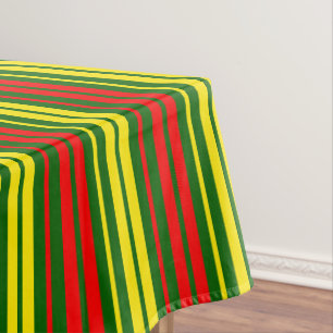 Green Yellow Red Vertical Stripes Design Tablecloth