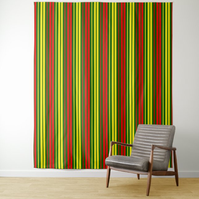 Green Yellow Red Vertical Stripes Design   Tapestry (In Situ)