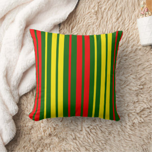 Green Yellow Red Vertical Stripes Design   Throw Pillow