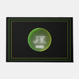 Green Yellow Round Logo door mat