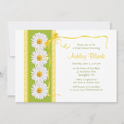 Green Yellow Shasta Daisy Bridal Shower Invitation