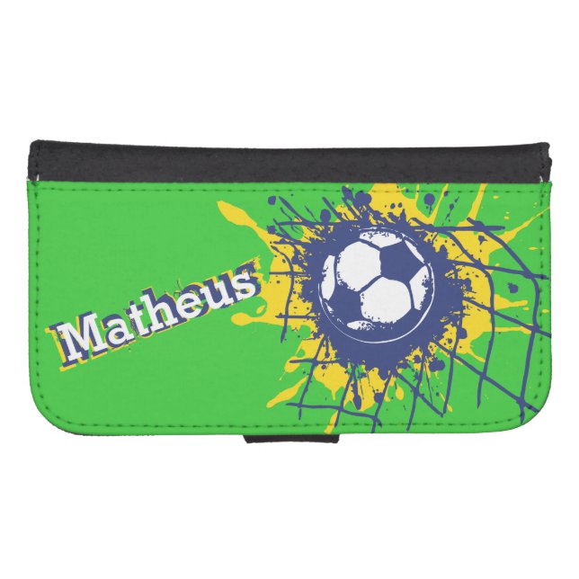 Green yellow soccer football goal named flap case (Front (Horizontal))