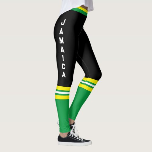 Green  Yellow Sports Jamaica Tube Sock Leggings