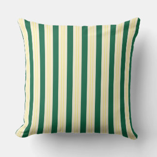 Green & Yellow Striped Coastal Throw Pillow