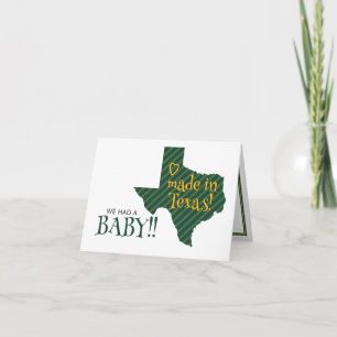 Green/Yellow Striped Made in Texas Photo Baby Announcement