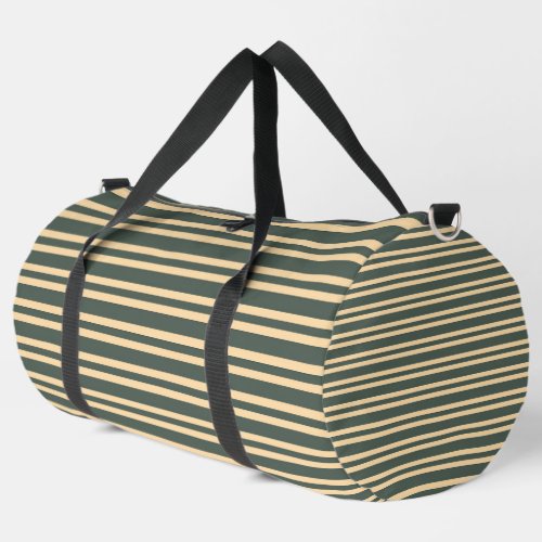 Green Yellow Stripes Pattern Large Duffle Bag