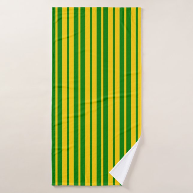 Green Yellow Stylish Stripes Pattern Design  Bath Towel (Bath Towel)