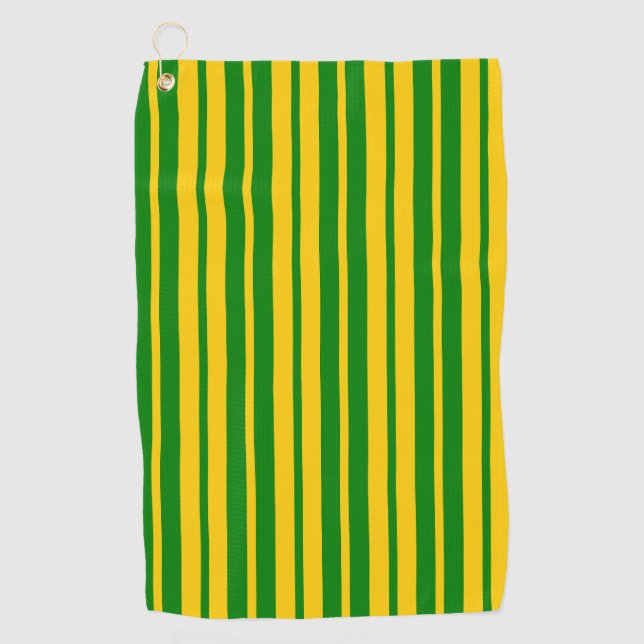 Green Yellow Stylish Stripes Pattern Design  Golf Towel (Front)