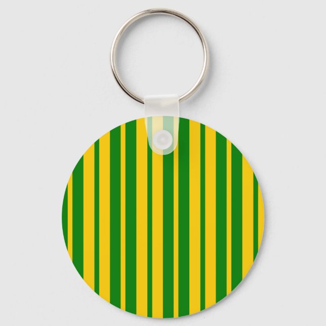 Green Yellow Stylish Stripes Pattern Design  Keychain (Front)