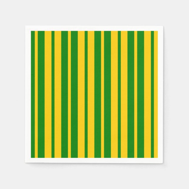 Green Yellow Stylish Stripes Pattern Design  Napkins (Front)