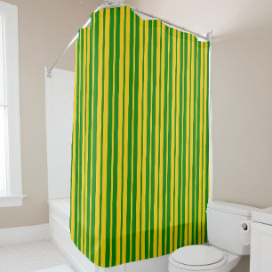 Green Yellow Stylish Stripes Pattern Design  Shower Curtain