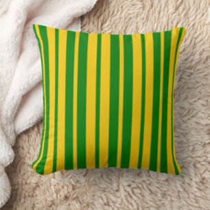 Green Yellow Stylish Stripes Pattern Design Throw Pillow