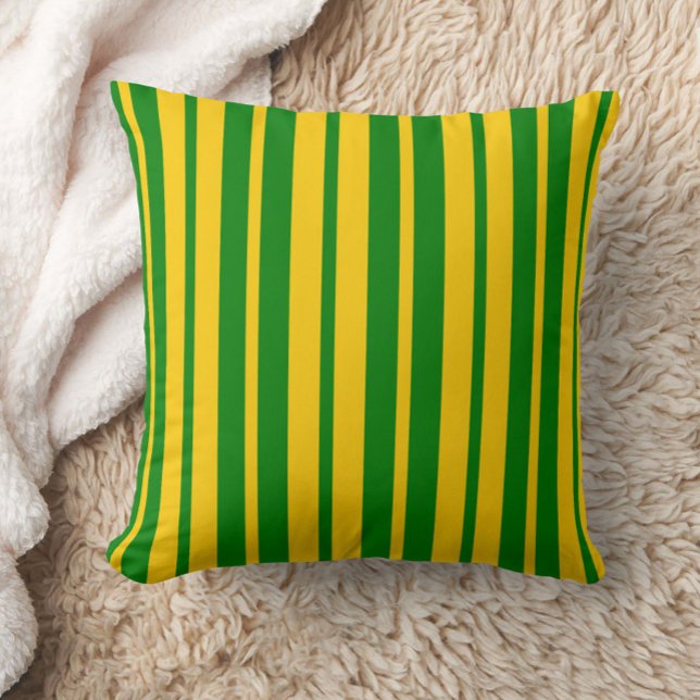 Green Yellow Stylish Stripes Pattern Design  Throw Pillow (Creator Uploaded)