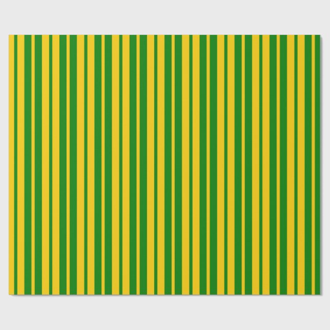Green Yellow Stylish Stripes Pattern Design  Wrapping Paper (Flat)