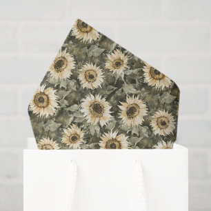 Green Yellow Sunflowers Birthday Tissue Paper