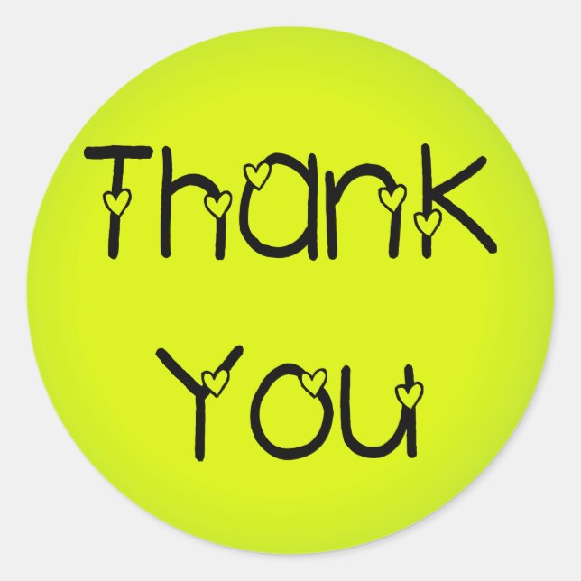Green & Yellow Thank You Greeting Stickers (Front)