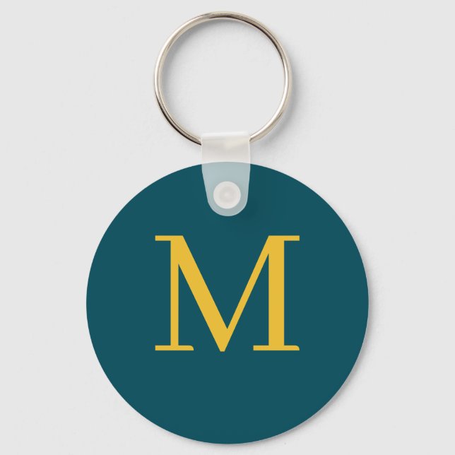 Green Yellow trending monogrammed Keychain (Front)