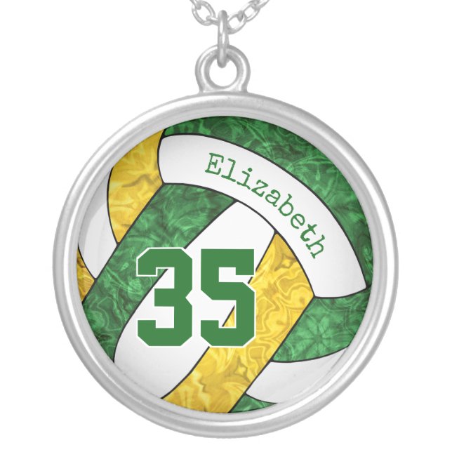green yellow volleyball team sports jewelry girls (Front)