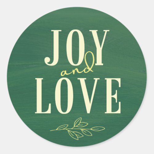 Green Yellow Watercolor Joy  Love Christmas Label