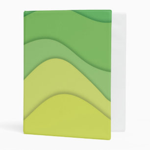 Green yellow waves 3d papercut design mini binder