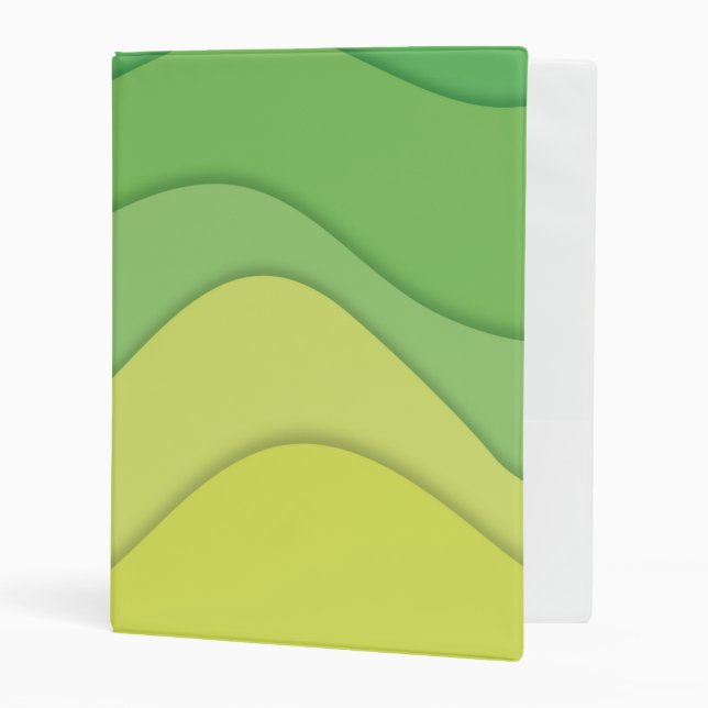 Green yellow waves 3d papercut design mini binder (Front/Inside)