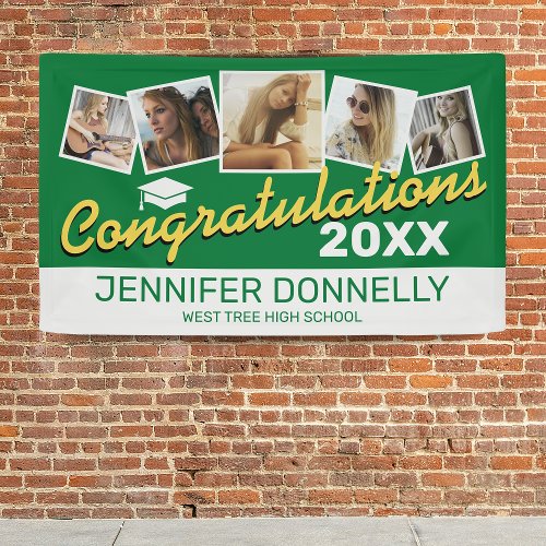Green Yellow White 2024 Graduation Party Banner