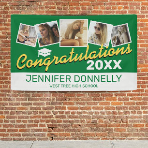 Green Yellow White 2026 Graduation Party Banner