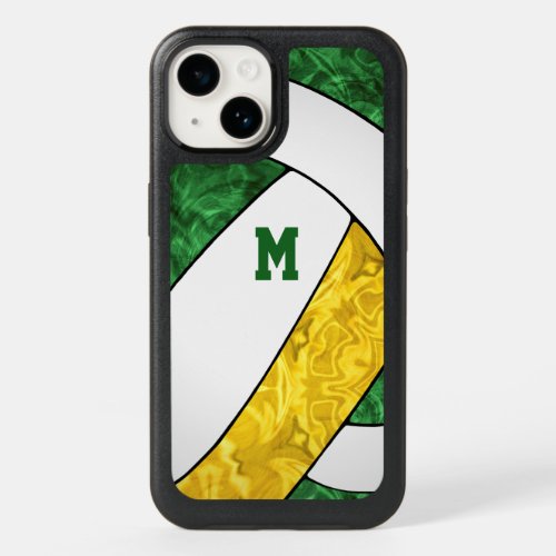 green yellow white team colors girls volleyball OtterBox iPhone 14 case