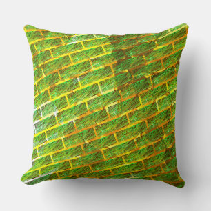 Green yellowish with grating throw pillow