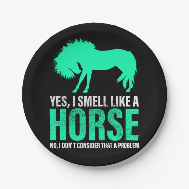 Green Yes I Smell Like A Horse   Paper Plates (Front)