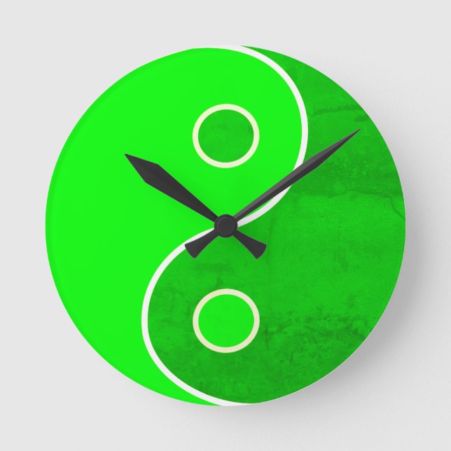Green Yin Yang Art Round Clock (Front)