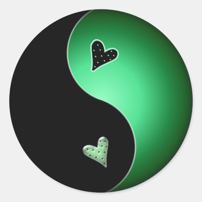 green yin yang classic round sticker (Front)