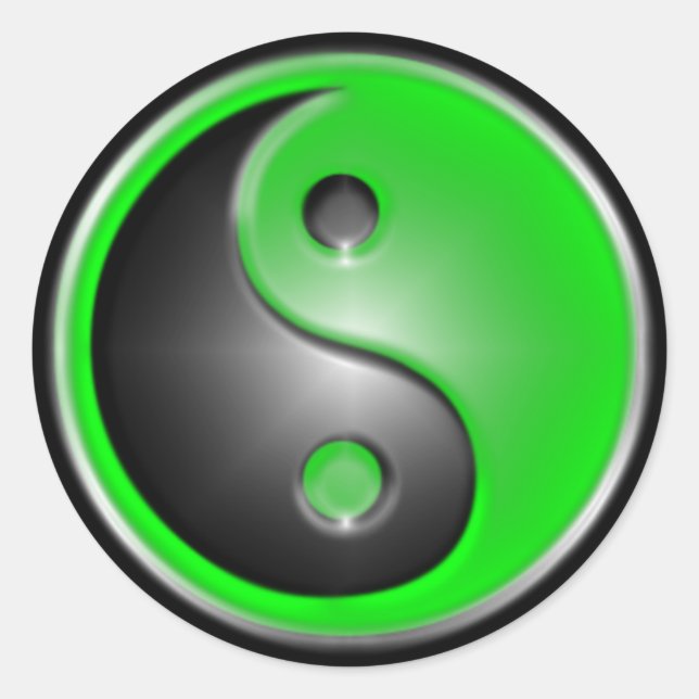 Green Yin Yang Classic Round Sticker (Front)