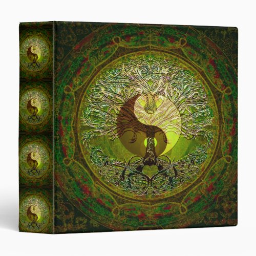 Green Yin Yang Mandala with Tree of Life Binder