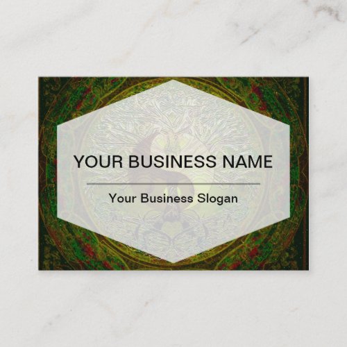 Green Yin Yang Mandala with Tree of Life Business Card