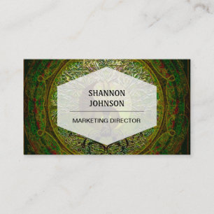 Green Yin Yang Mandala with Tree of Life Business Card