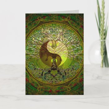 Green Yin Yang Mandala With Tree Of Life Card by thetreeoflife at Zazzle