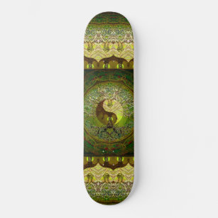 Green Yin Yang with Tree of Life Skateboard